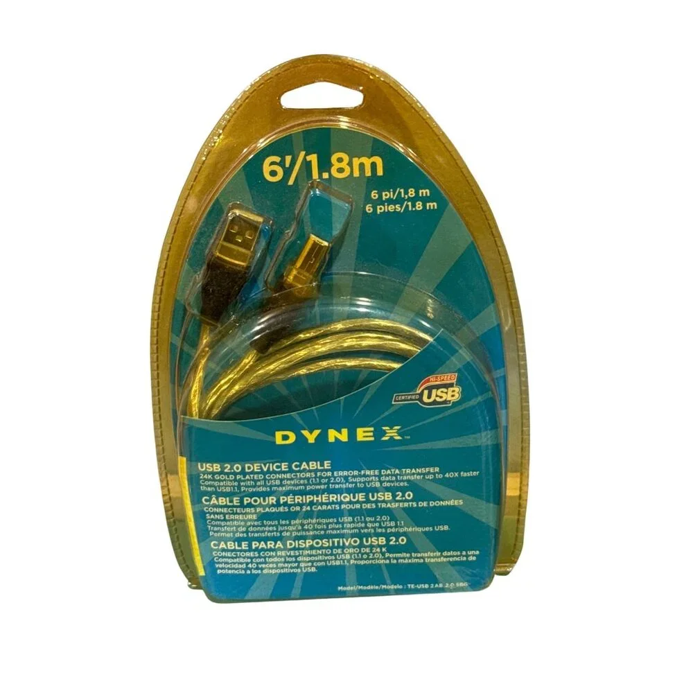 Dynex 6/1.8m USB 2.0 Device Cable Male To Male High Speed Connector